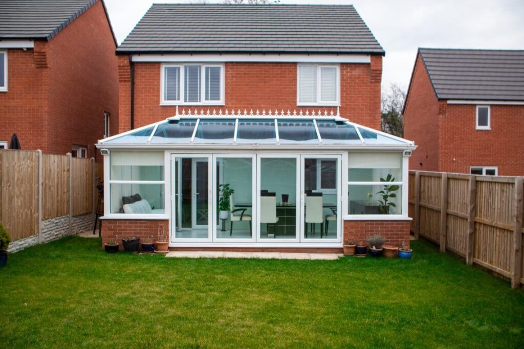 Conservatory guttering attached to a residential property