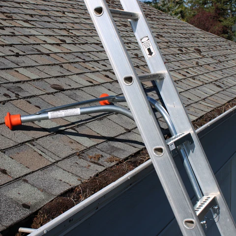 Gutter inspection and access equipment used by Milo's Exterior Cleaning